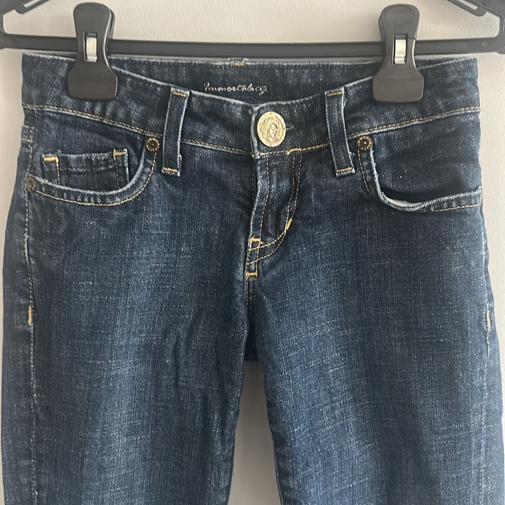 Immortality Blue Skinny Jeans with Tapered Leg and Mid-Rise Waist Sz. 24 Soft